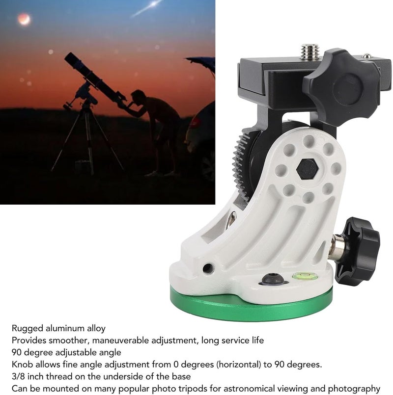 CCYLEZ Store Latitude Adjustment Seat, with 3/8 Inch Thread, Aluminum, Equatorial Wedge Instrument Latitude Base, 90 Degree Adjustment, for Astronomical Observations and Solar Photography - Image 2